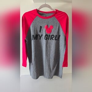 Disney Parks “I Love My Girl!” Mickey Raglan Long Sleeve Shirt – Size M